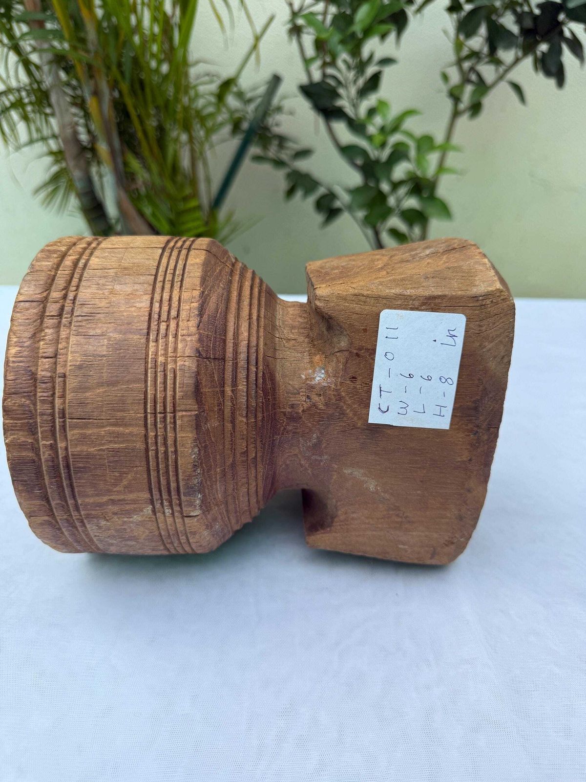 Antique Indian Seed Sower Candle Holder | Hand Carved Teak Wabi Sabi Pedestal photo 139.0