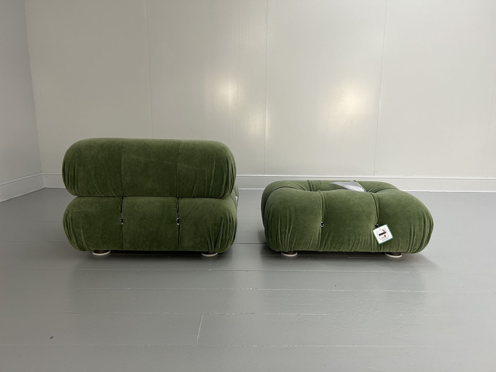 B&B Italia "Camaleonda" Lounge Chair & Ottoman In Green Mohair Velvet photo Furniture