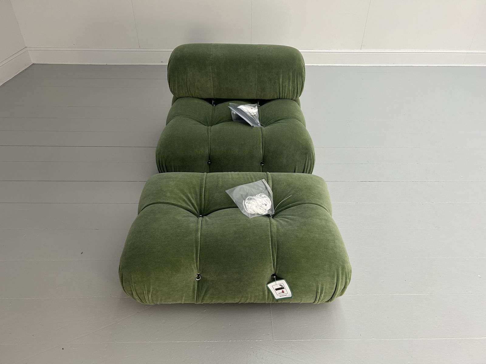 B&B Italia "Camaleonda" Lounge Chair & Ottoman In Green Mohair Velvet photo vinterior