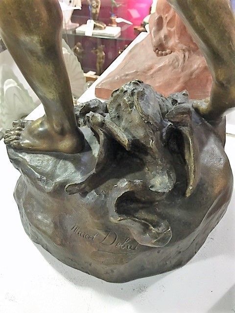 Debut, Marcel, A Huge Original French Bronze Casting Of A Young Man, C.1900 photo vintage