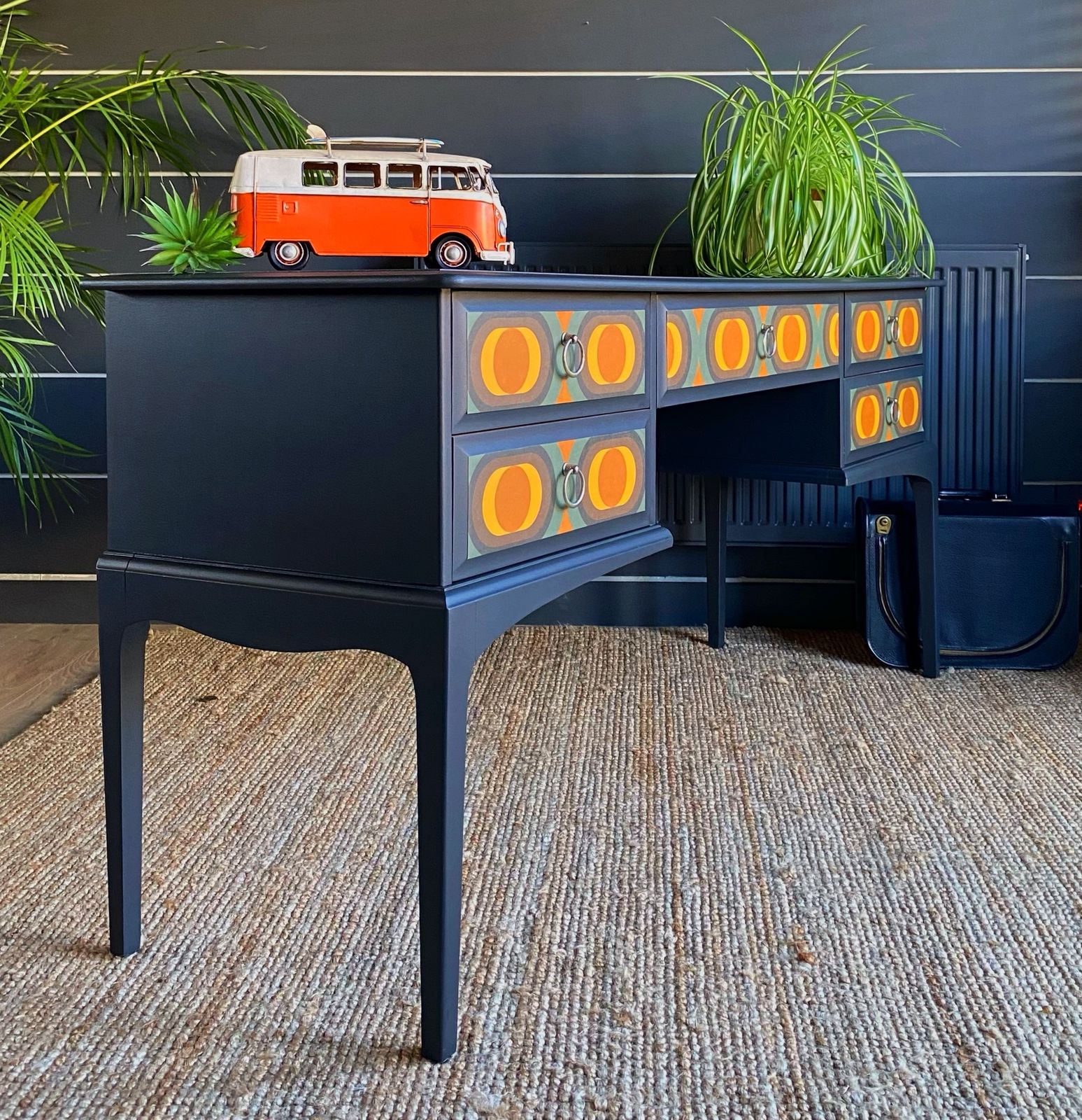 595.0 Writing Desk By Stag, Mid Century Retro Design, 1970s Dark Grey photo