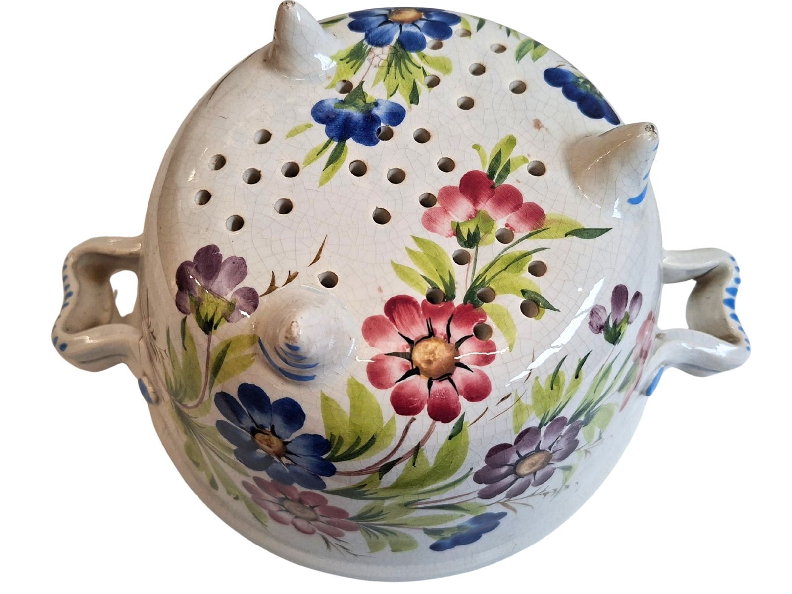 Raro Scolapasta Antico In Ceramica Di Bassano – Dipinto A Mano – 1950 photo furniture