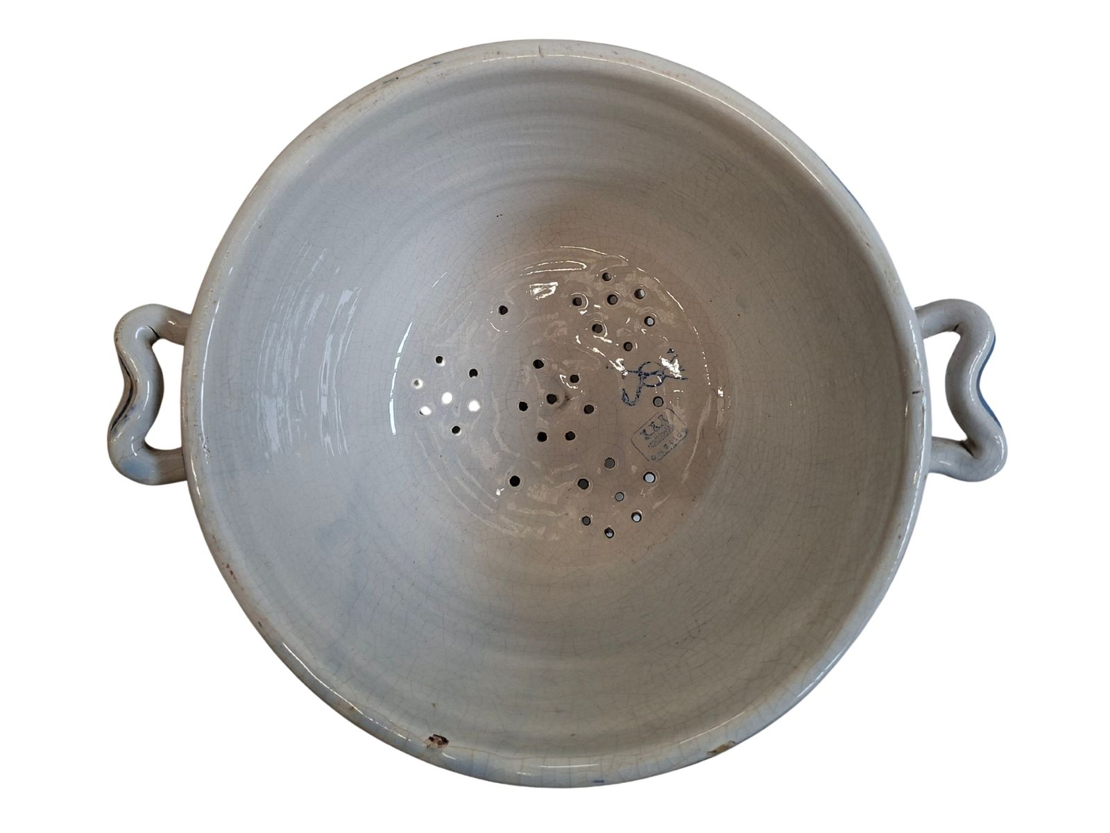 Raro Scolapasta Antico In Ceramica Di Bassano – Dipinto A Mano – 1950 photo vinterior