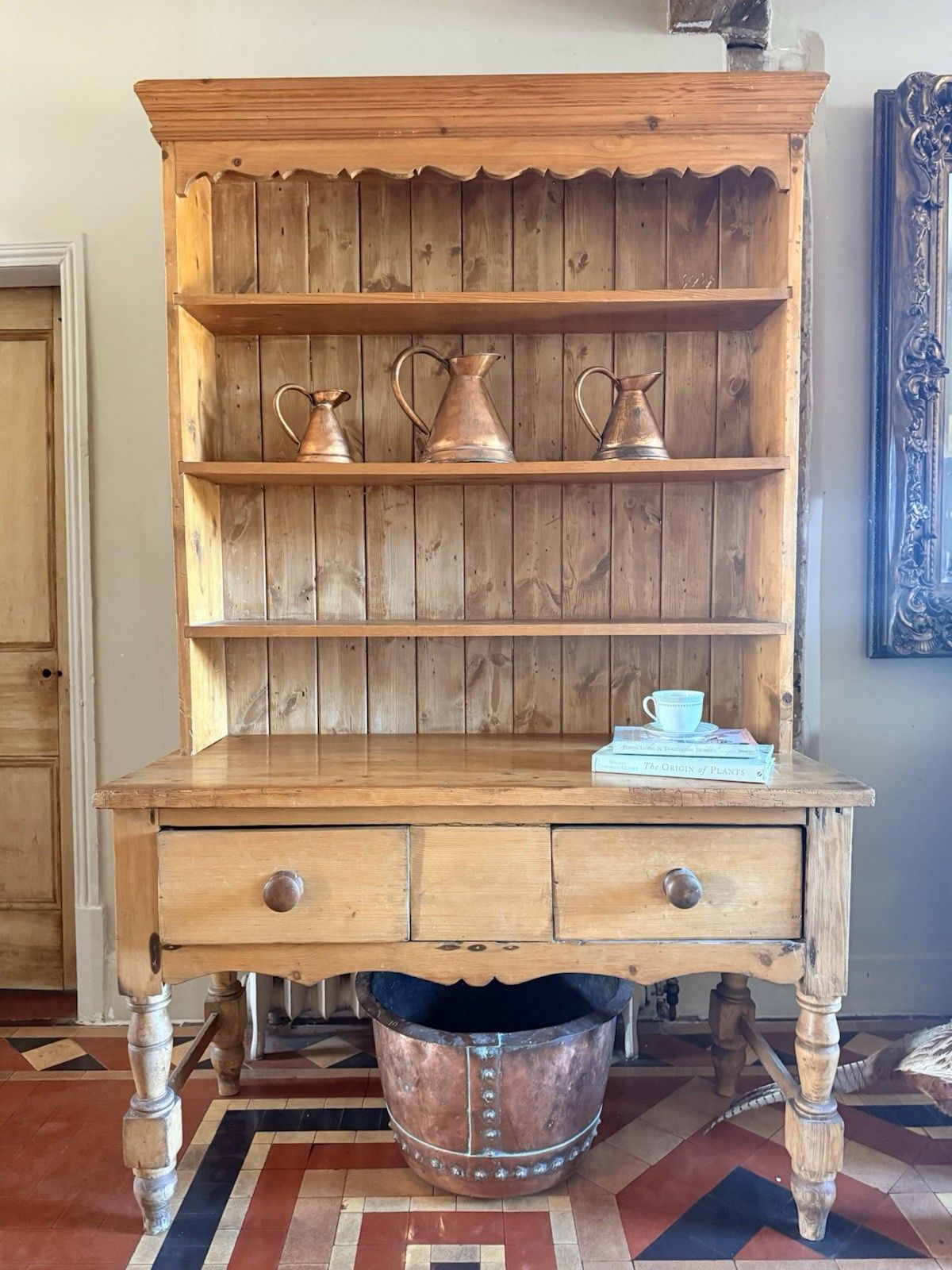 English Antique Pine Rustic Farmhouse Primitive Provincial Country Dresser 1860c
