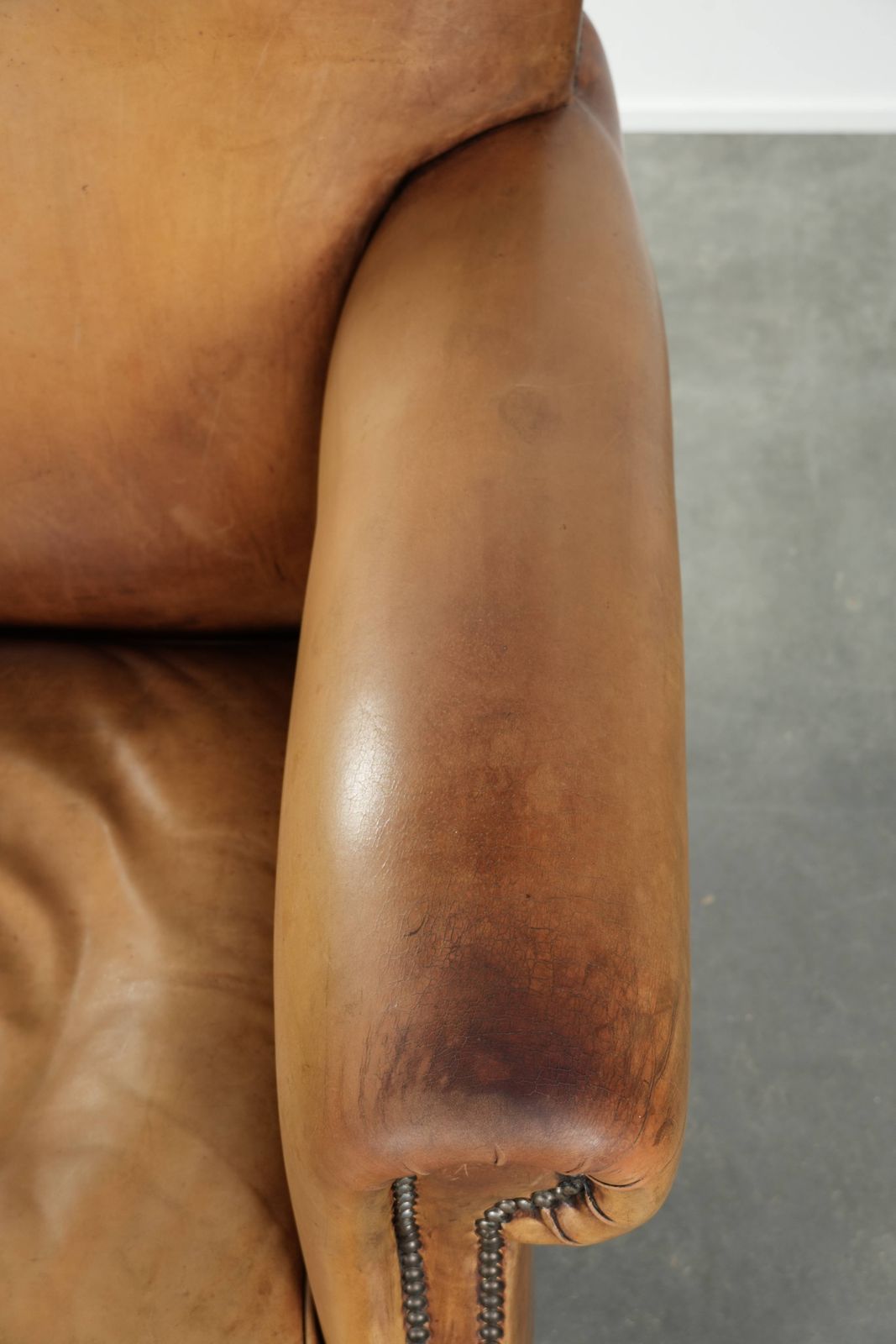 Beautiful And Comfortable Armchair Made Of Cowhide Leather With A Characterful And Charming English Look. photo vintage