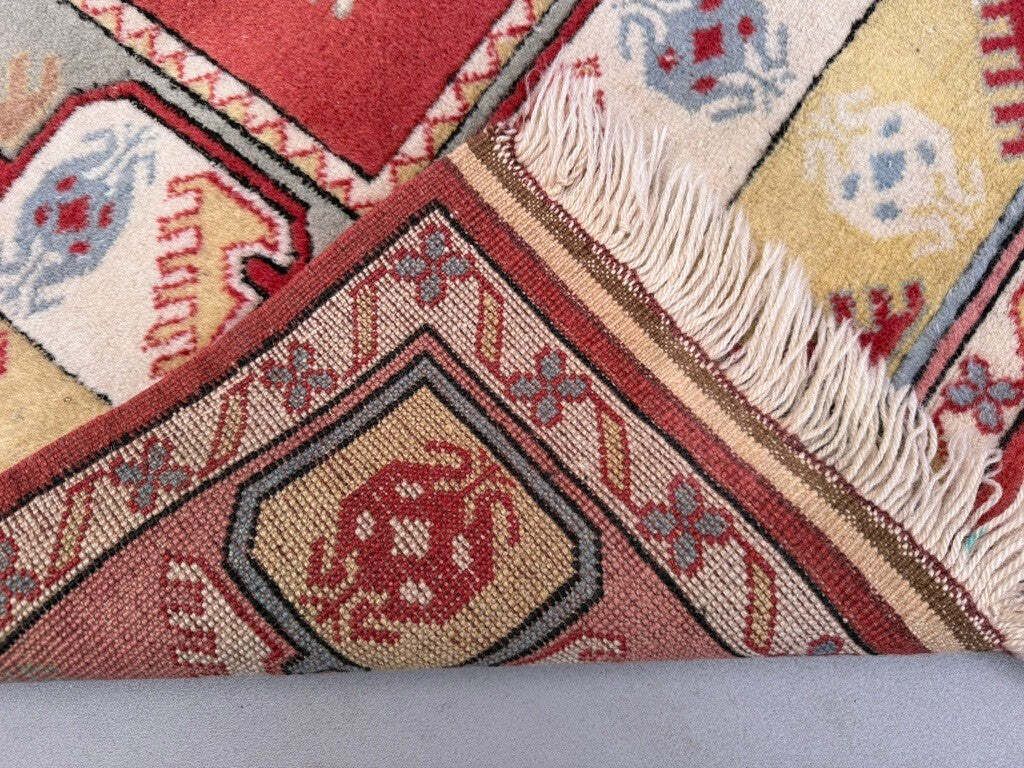 Turkish Milas Rug 212x120 Cm Vintage Carpet Ushak Region Pink Beige Blue 2529 photo vinterior