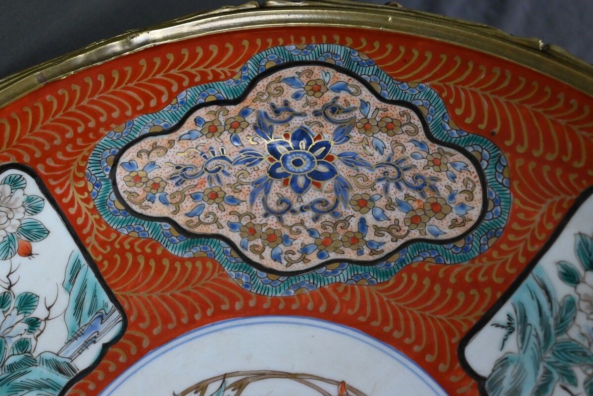 Large Imari Porcelain Bowl With Bronze Mount, Japan – Late 19th Century photo buy