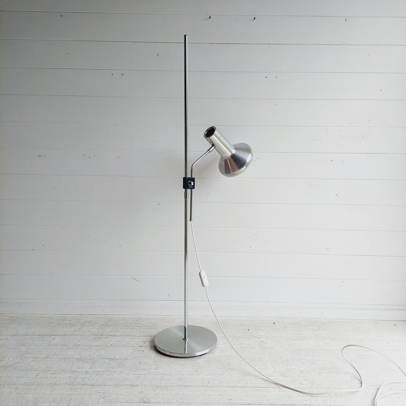Mid Century Danish  Adjustable Floor Lamp Fog & Mørup Chrome & Aluminium Spotlight 60s photo buy