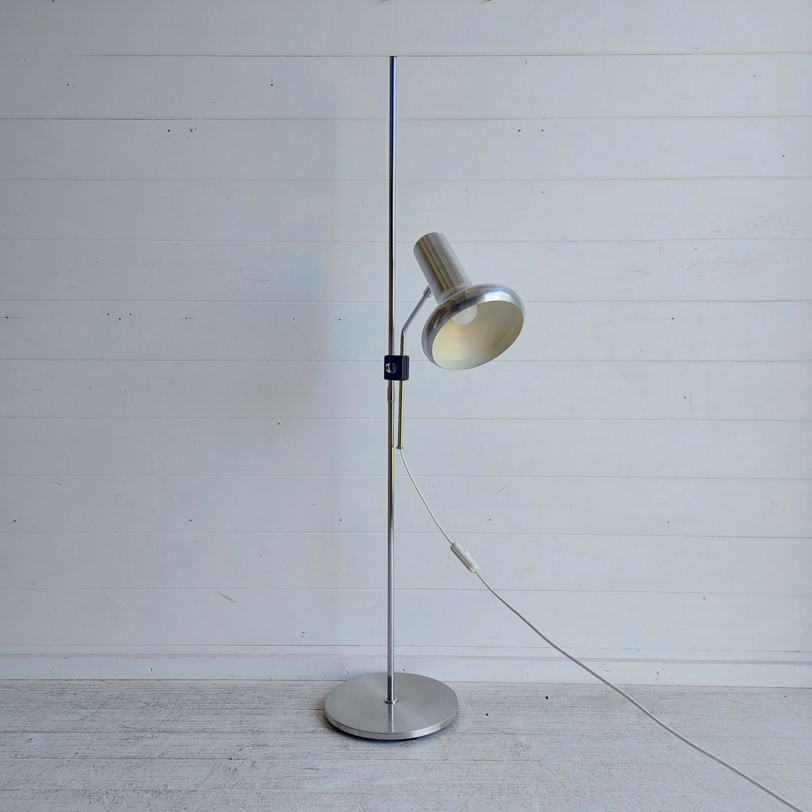 Mid Century Danish  Adjustable Floor Lamp Fog & Mørup Chrome & Aluminium Spotlight 60s photo furniture