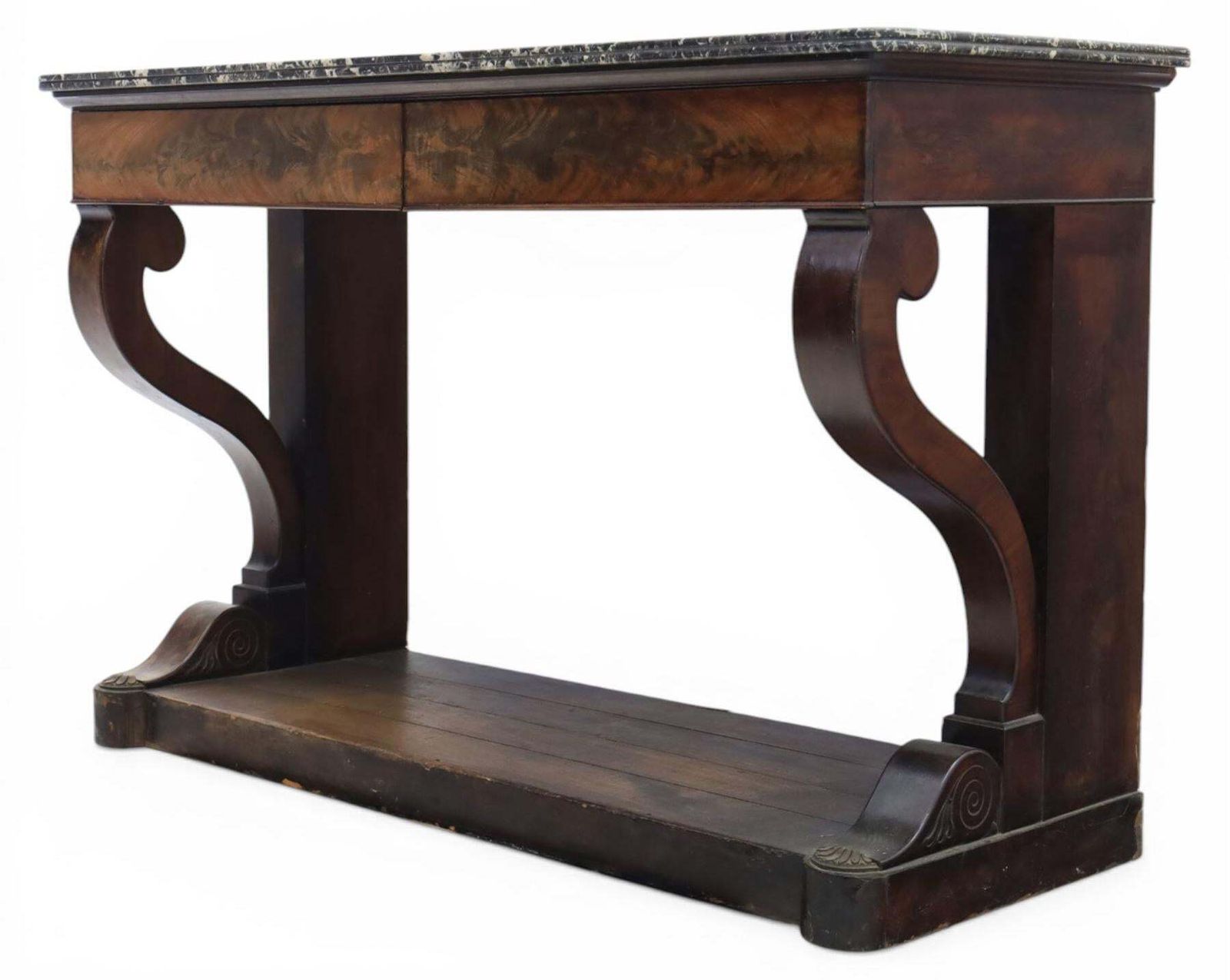 Fine Napoleon I Period French Mahogany Console Table With Variegated Marble Top photo Furniture