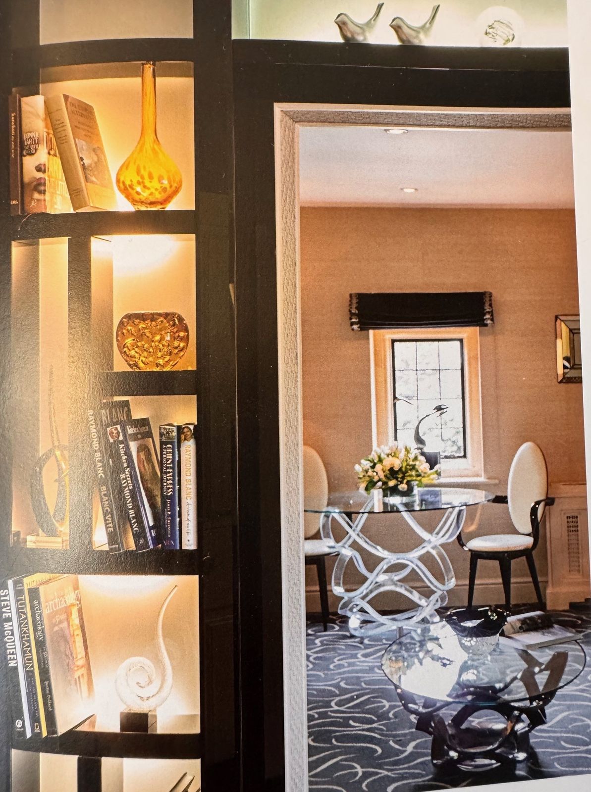 Bespoke Designer Black Shiny Lacquered Bookcase Over Doorway Designed By R.B Manufactured In Italy By Reflex photo for sale