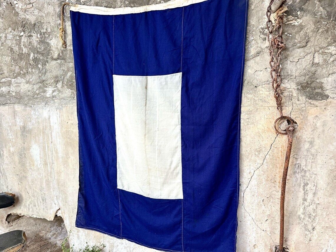 photo furniture Vintage Royal Navy Nautical Signal Flag Letter 'P' 'Papa Military Broad Arrow Large
