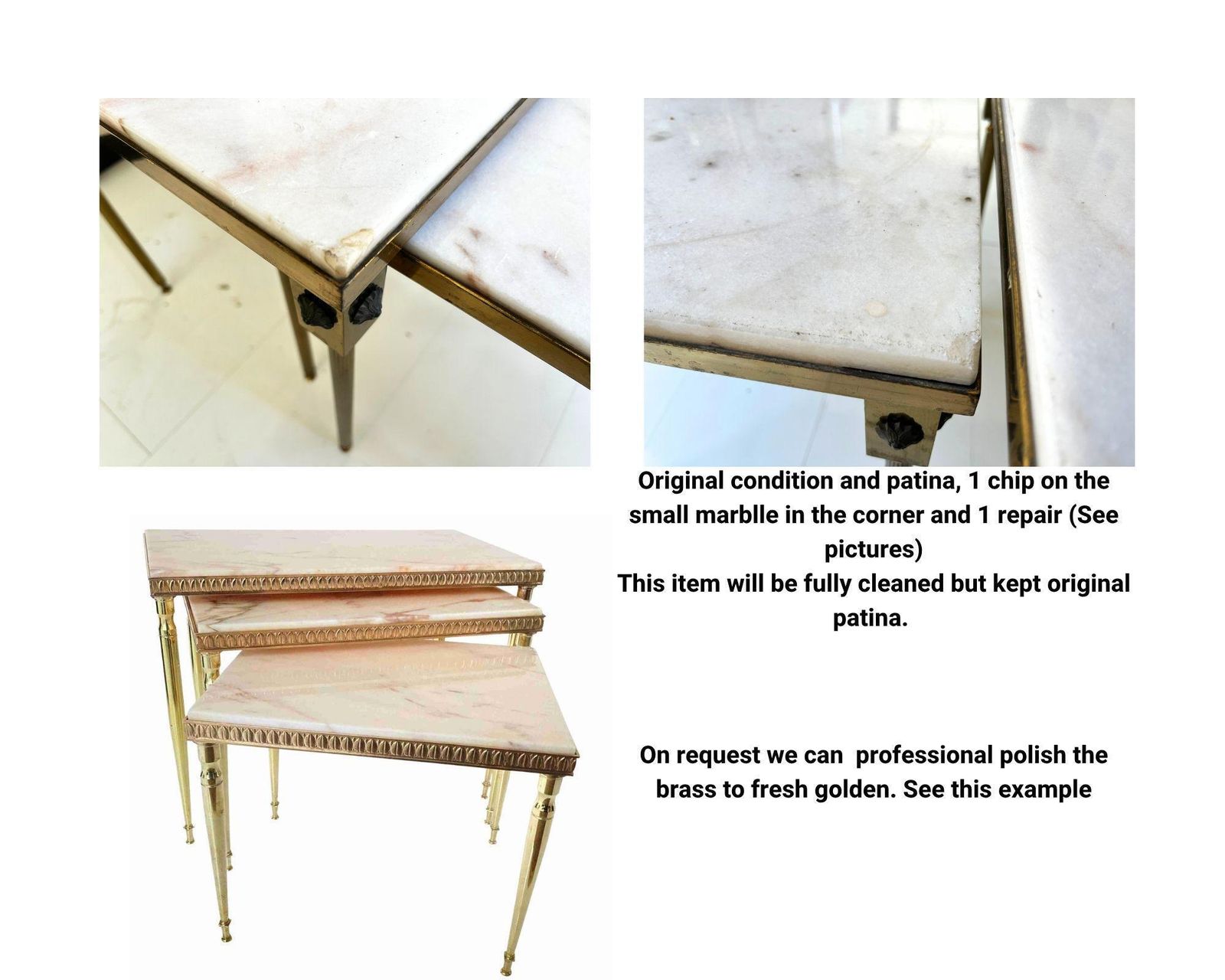 photo furniture Tables gigognes, petites tables d'appoint, marbre et laiton, France