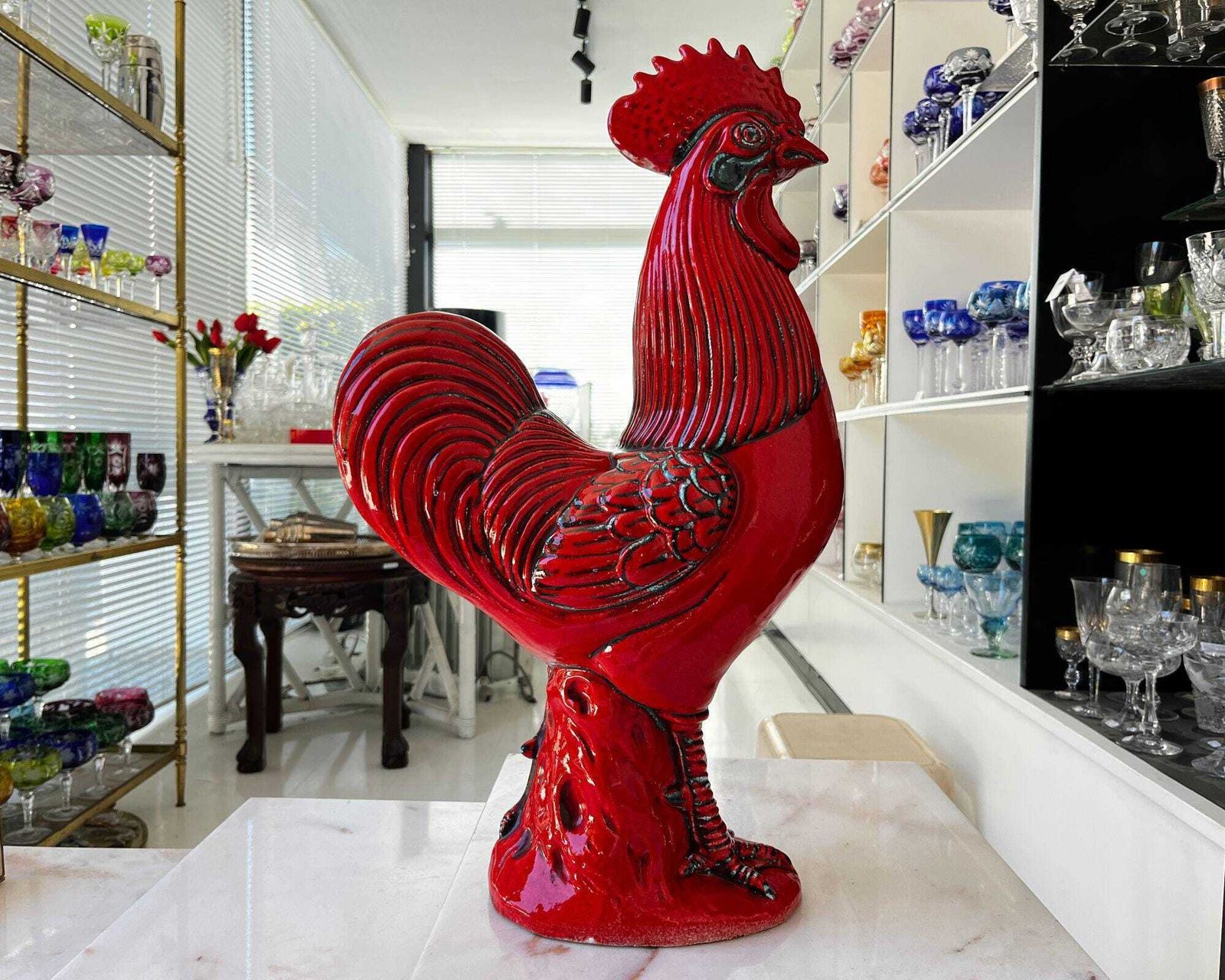 photo for sale Farmhouse Decor | Italian Rooster | Red Figurine