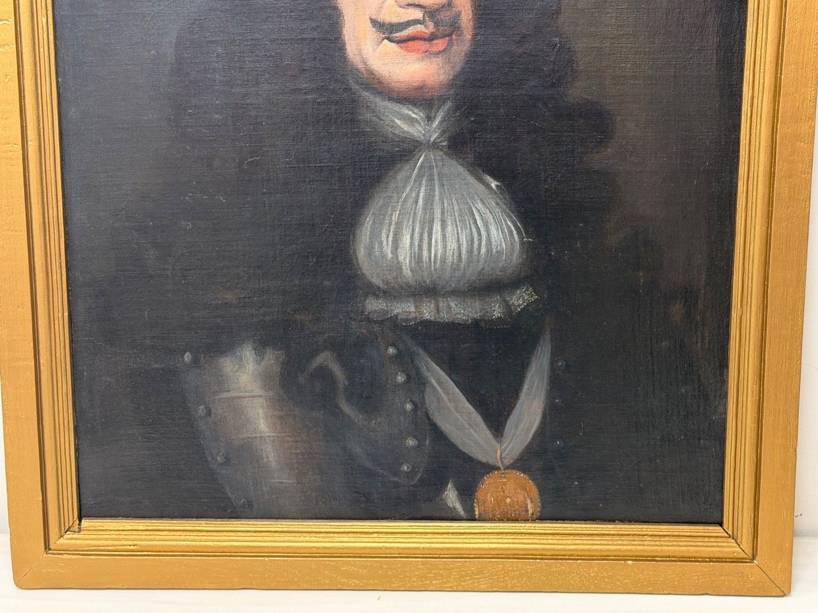 19th Century Oil Portrait Painting Of King Charles II Wearing The Royal Garter After Sir Peter Lily Gilt Framed photo for sale
