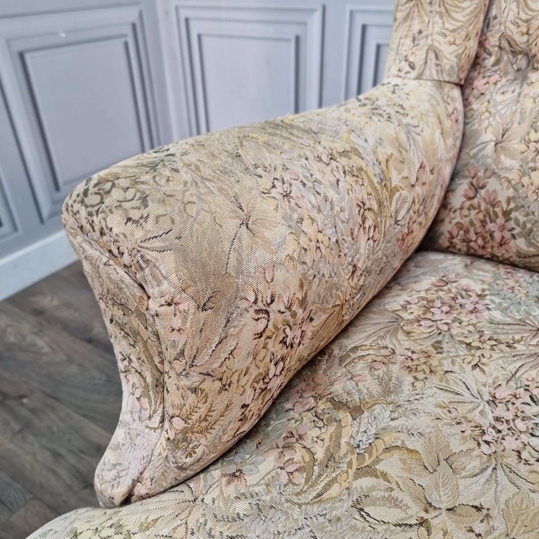 Vintage Wingback Armchair Upholstered Fireside Chair Cabriole Legs Antique Style photo vintage