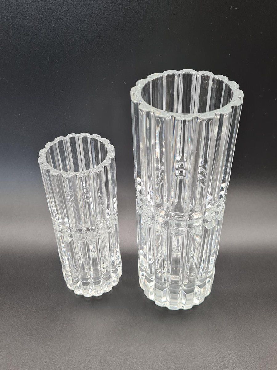 Montparnasse Crystal Vases From Cristal Darques Durand, France, 1970s 1980s, Set Of 2 photo for sale