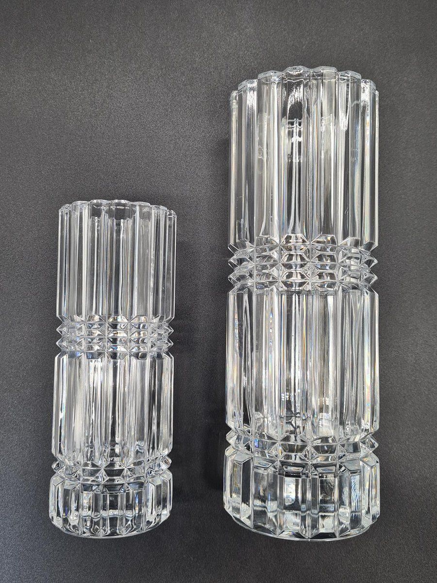 328.0 Montparnasse Crystal Vases From Cristal Darques Durand, France, 1970s 1980s, Set Of 2 photo