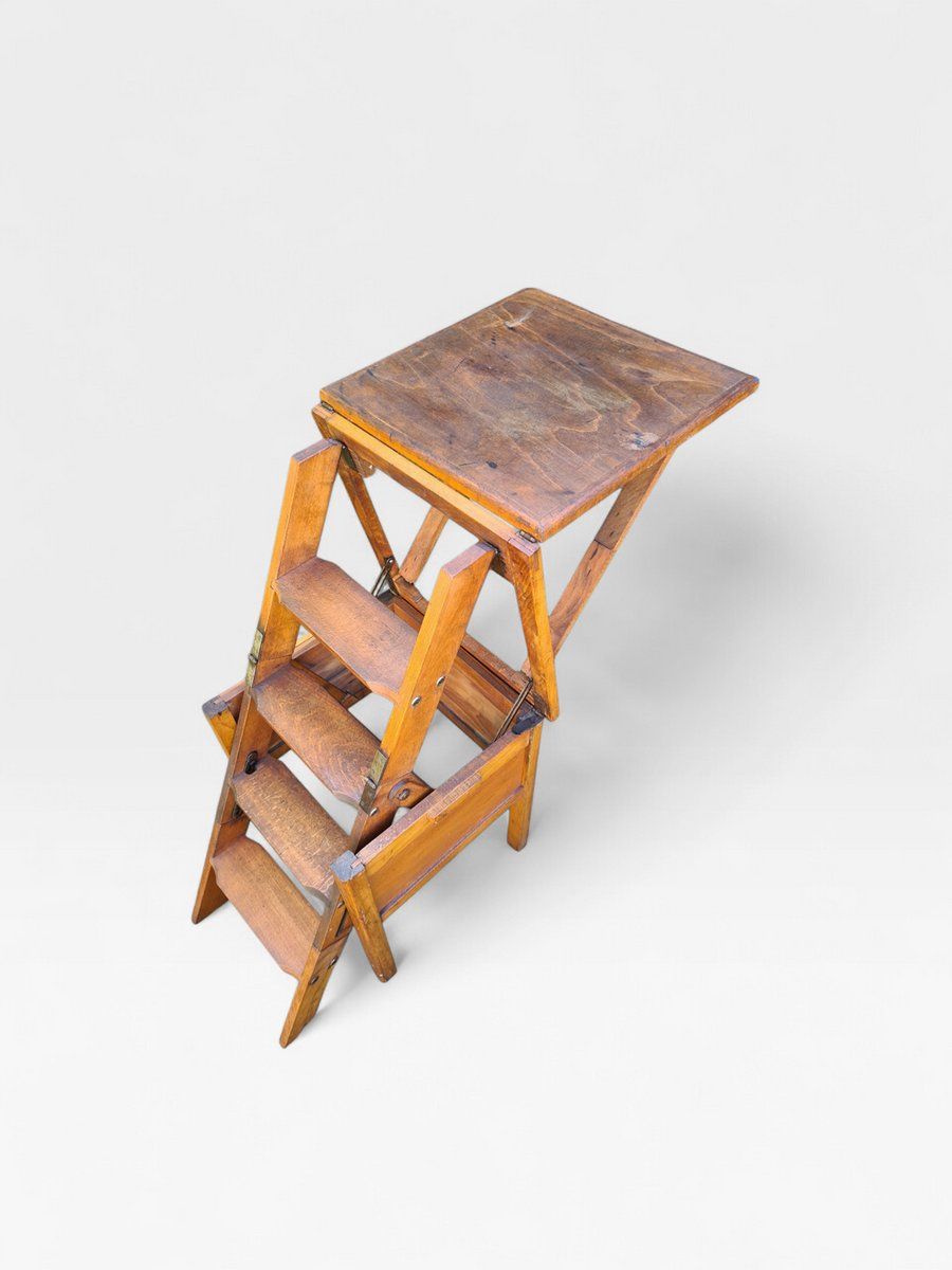 Wooden Step Stool With Ladder, 1960s photo furniture