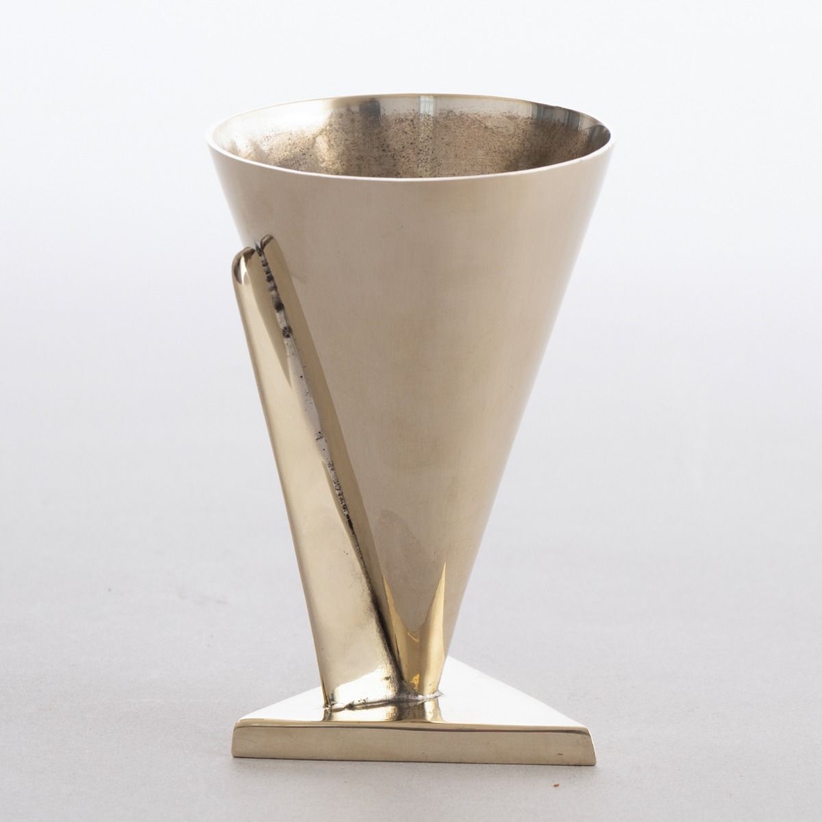 Art Deco Modernist Plated Brass Cocktail Cup In The Manner Of Maison Desny, France C.1930