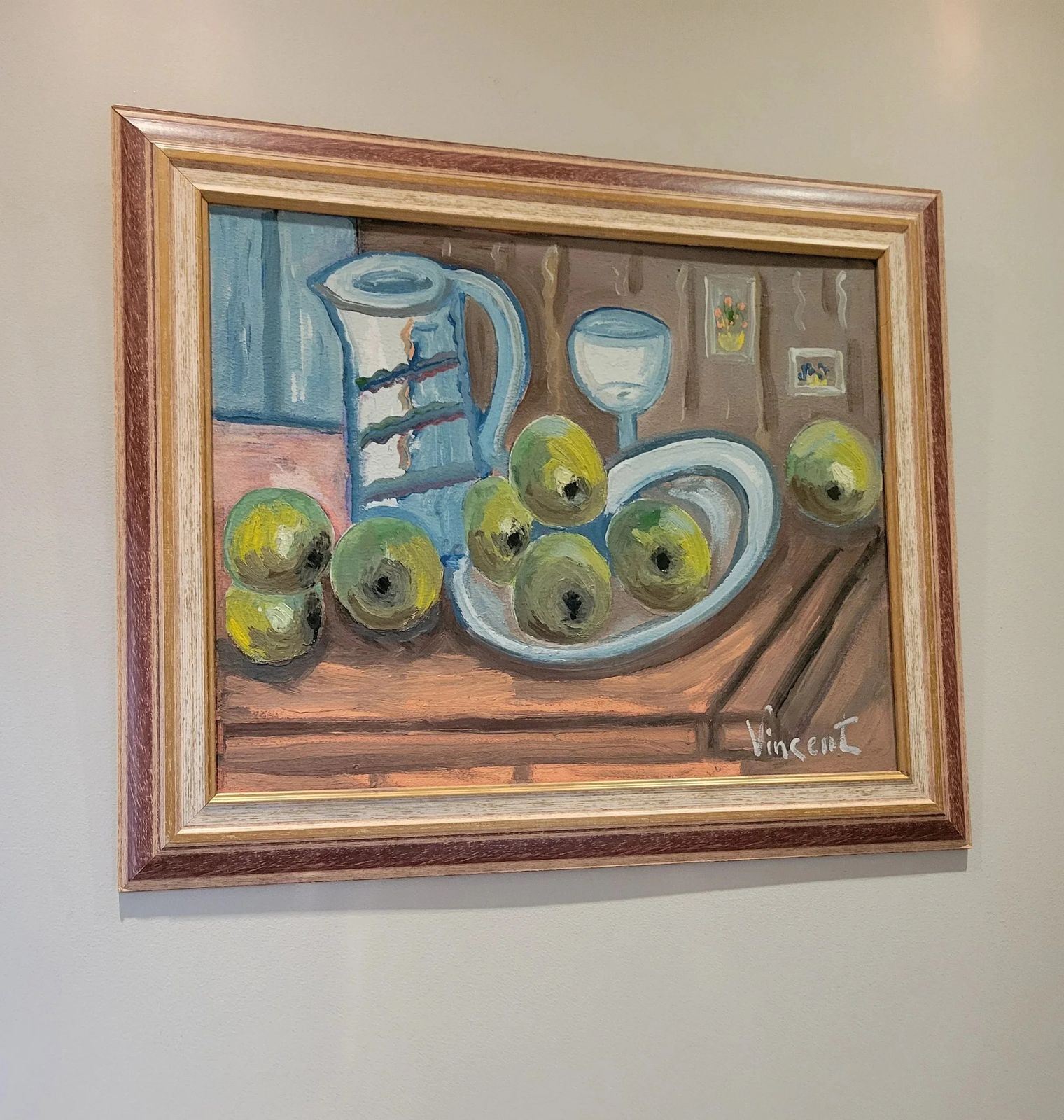 Apples And Jug  Original Vintage French Still Life photo furniture