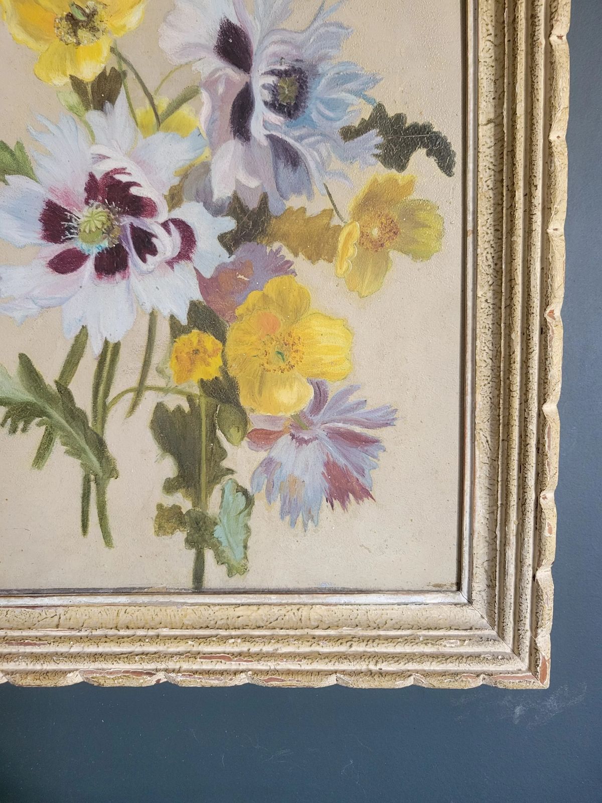 265.0 Wild Anemones  Original French Floral Oil Painting photo