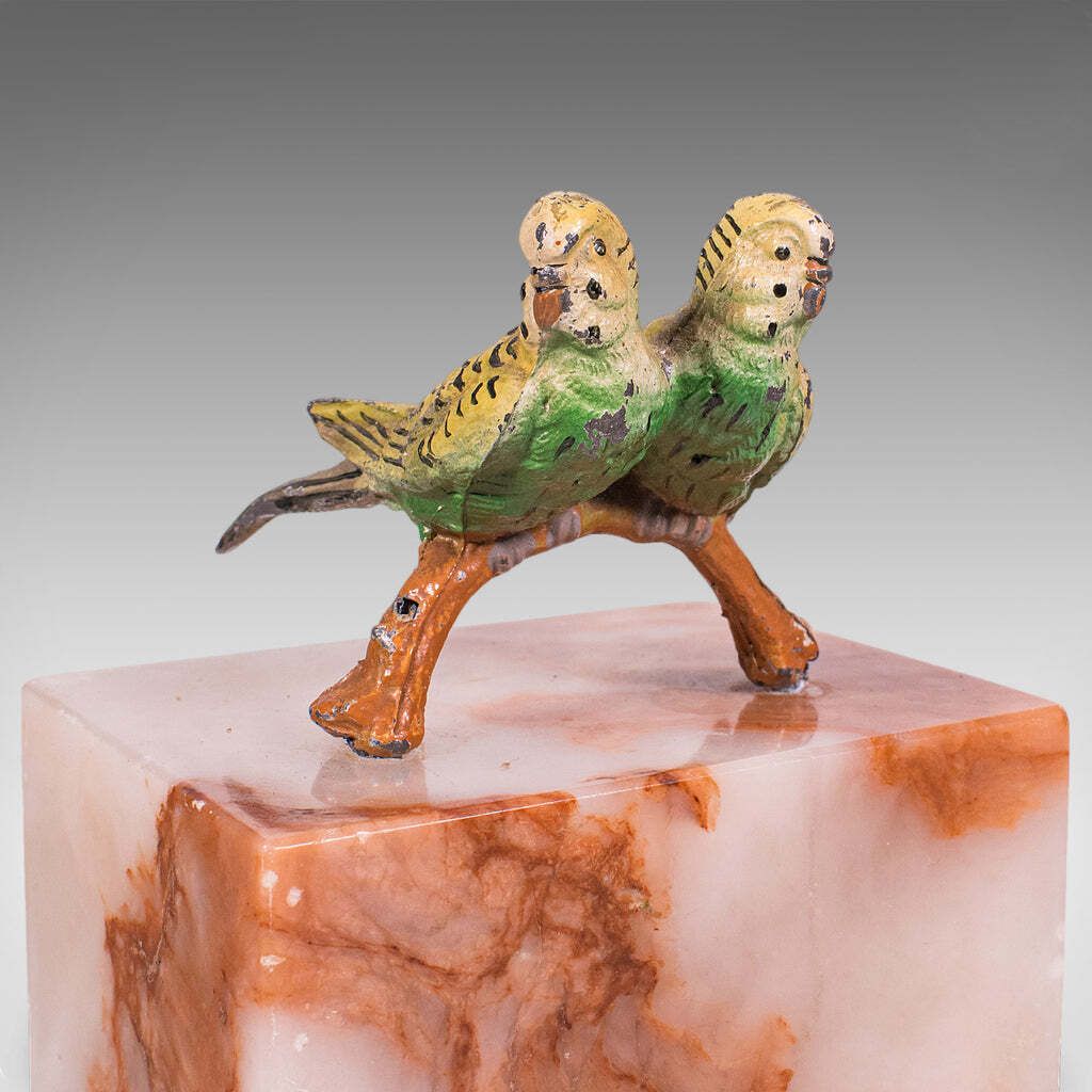 Pair Of Vintage Budgerigar Bookends, Italian, Onyx Marble, Budgies, Novel Rest photo buy