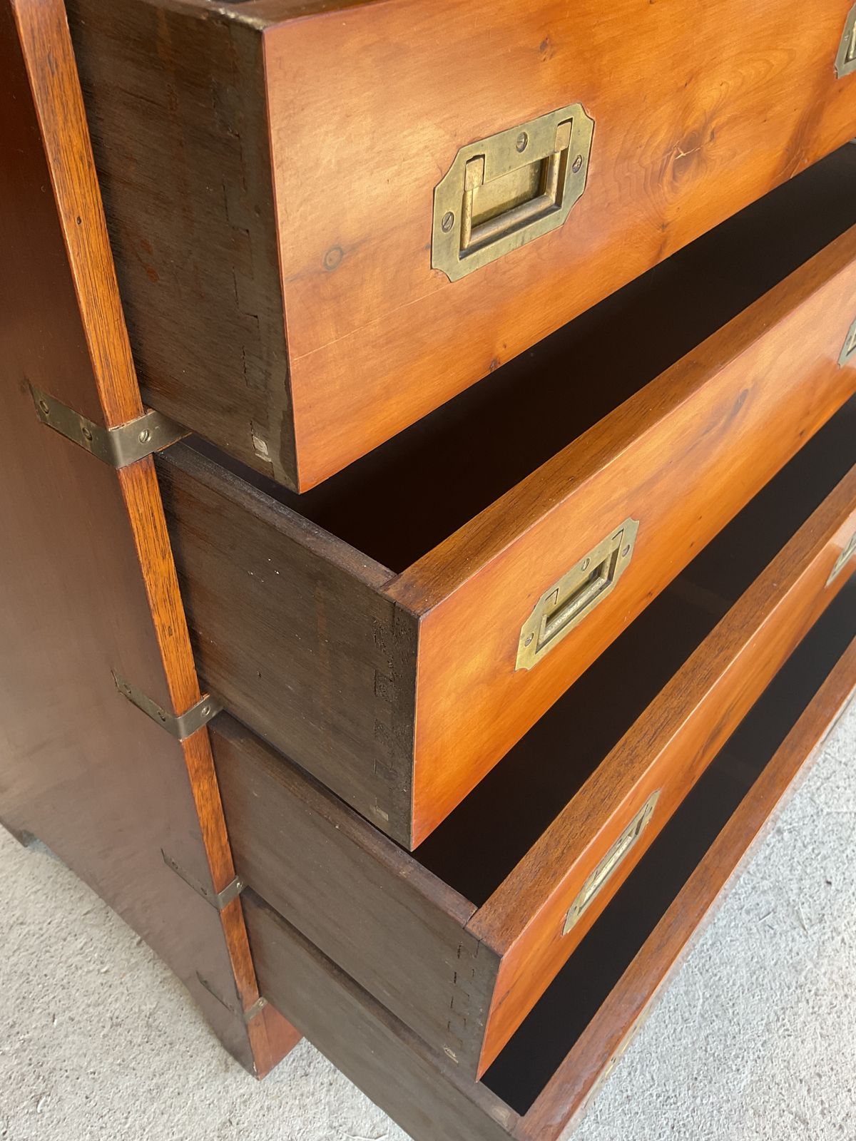 photo buy Antique Regency Military Campaign Chest Of Drawers With Brass