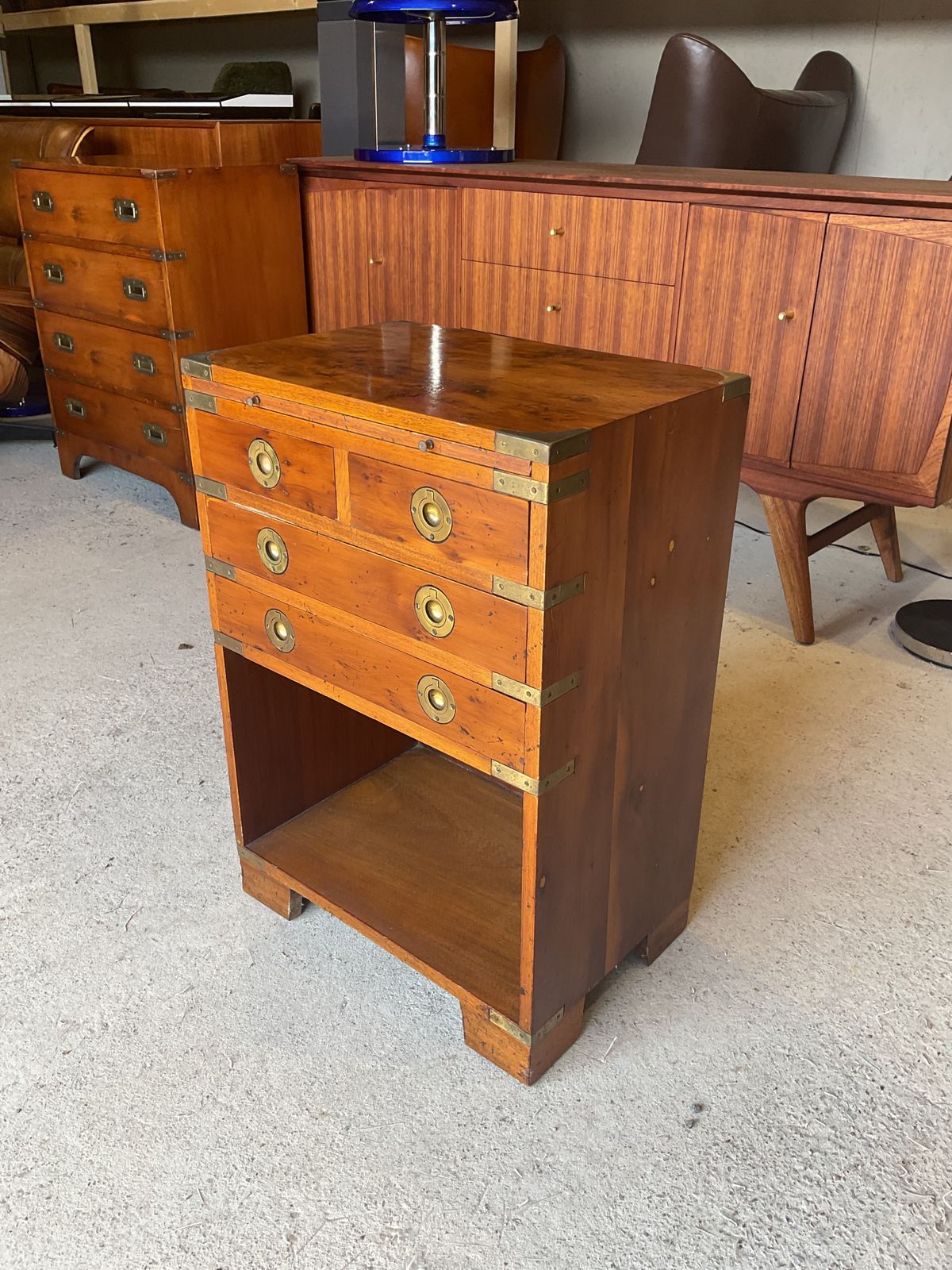 Antique Regency Walnut  Military Campaign Chest Of Drawers photo vintage
