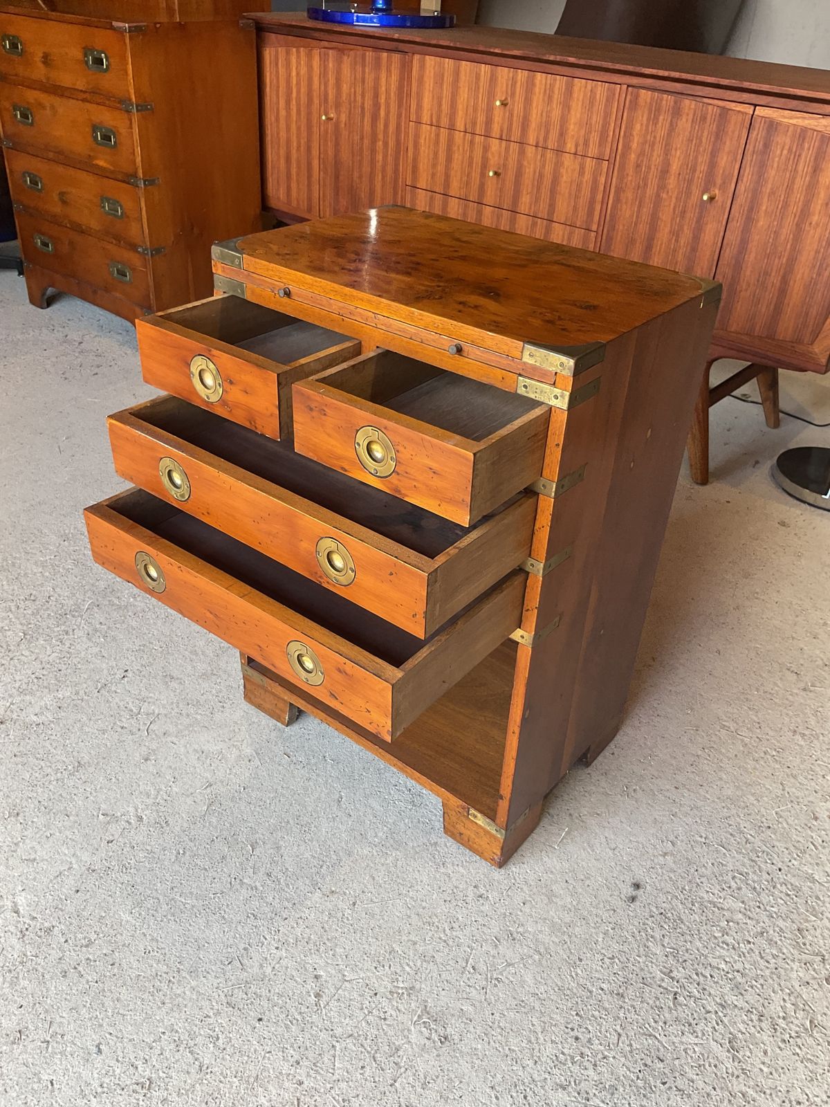 Furniture Antique Regency Walnut  Military Campaign Chest Of Drawers photo