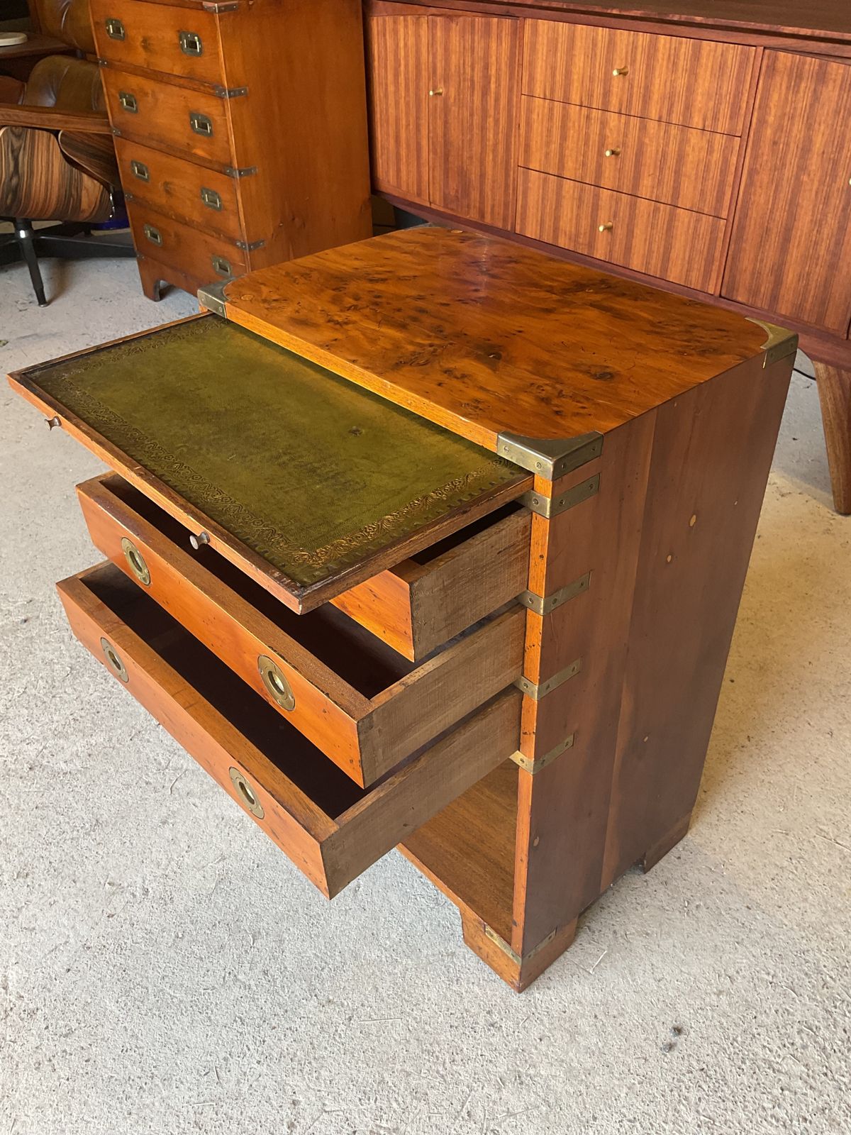 photo buy Antique Regency Walnut  Military Campaign Chest Of Drawers