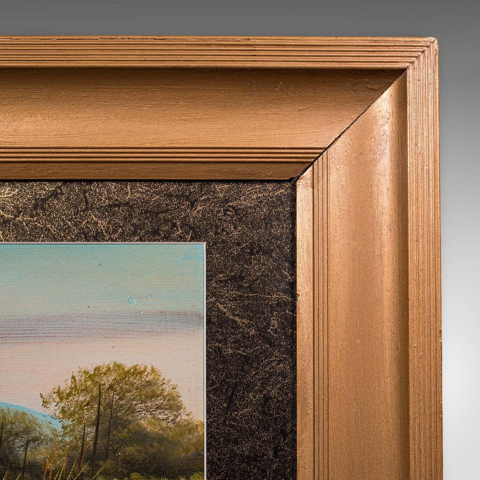 Vintage Landscape Painting, Scottish School, Framed, Oil, Riverbank Scene, Art photo buy