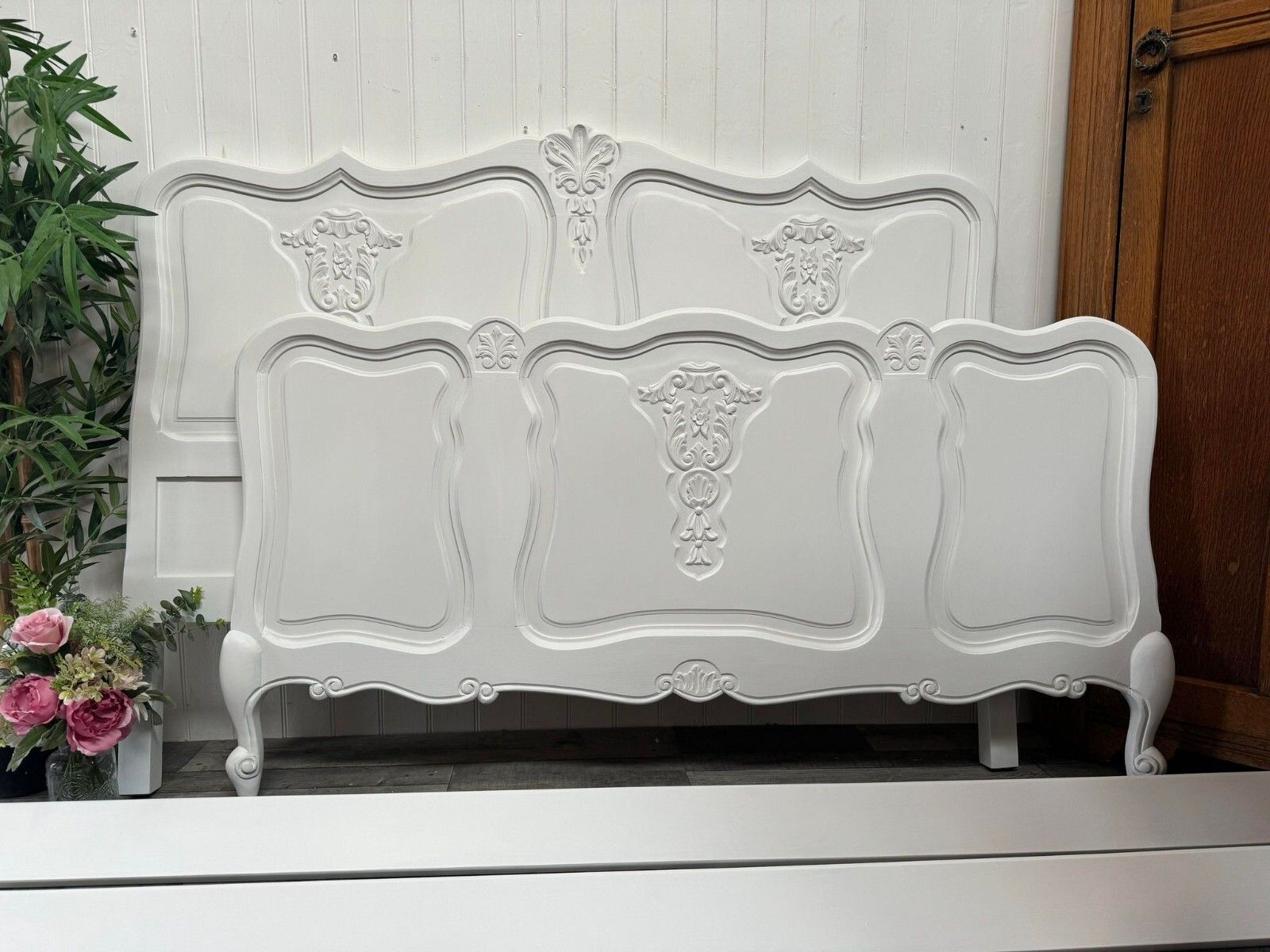 Lovely Vintage Divan Double Bed Headboard Custom Painted photo 210.0