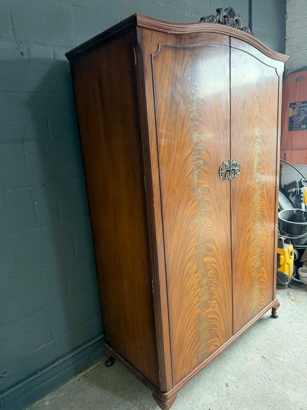 Ornate Antique Vintage Mahogany Double Hallrobe/Wardrobe photo Furniture