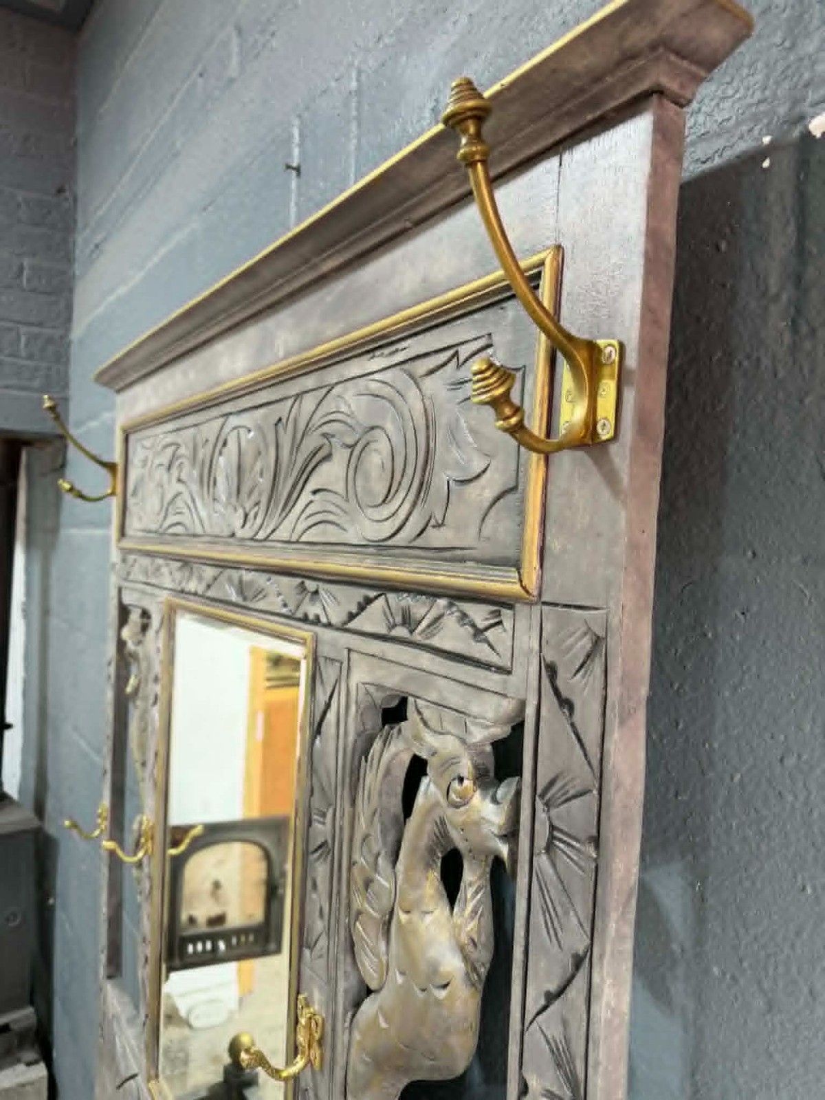 Stunning Antique Umbrella Stand / Hall Stand – Hand Painted Stone Grey Effect photo Home Decor
