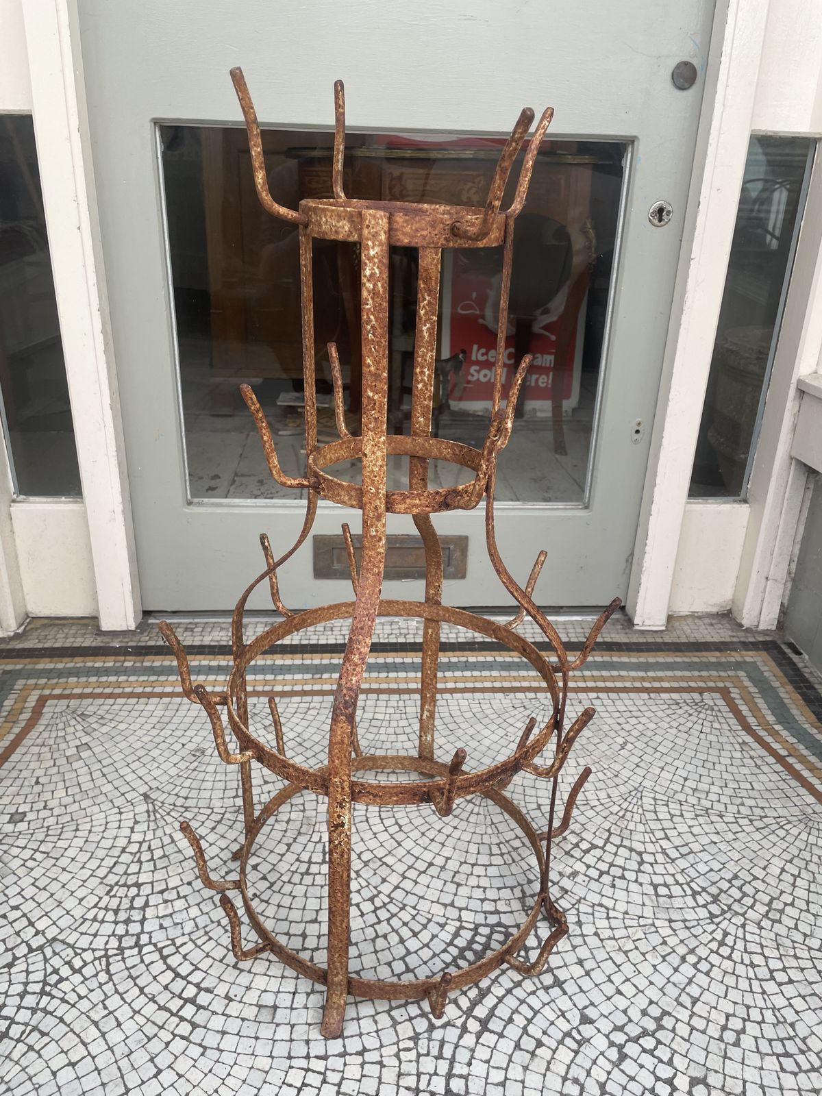 Vintage French Wrought Iron Bottle Dryer photo Garden Decor