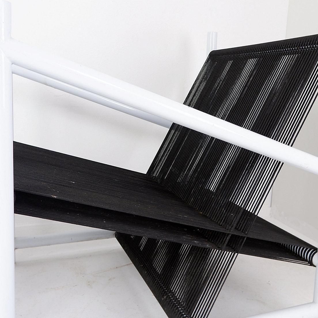 Indoor/Outdoor Pair Of Black/White Armchairs   20thc photo for sale