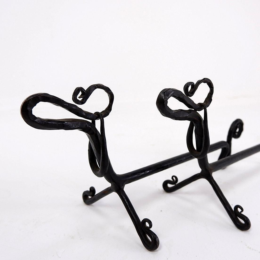 696.0 Pair Of Wrought Iron Dachshund Andirons   20th Century photo