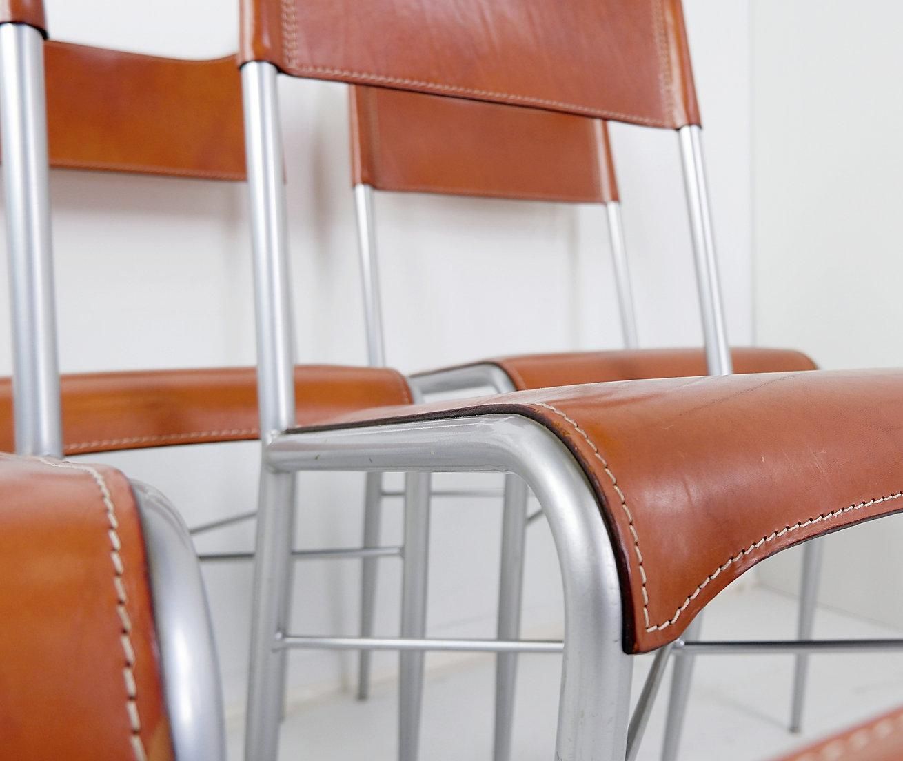 Set Of 6 Of Italian Vintage Arrben Dining Chairs, 1980s   Cognac Leather photo Furniture