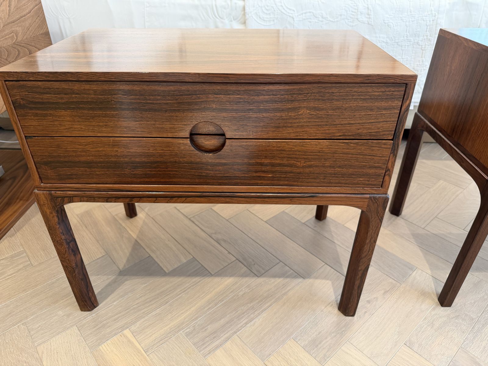 Pair (2 Piece) Danish Mid Century Rosewood Nightstands By Aksel Kjersgaard photo vinterior