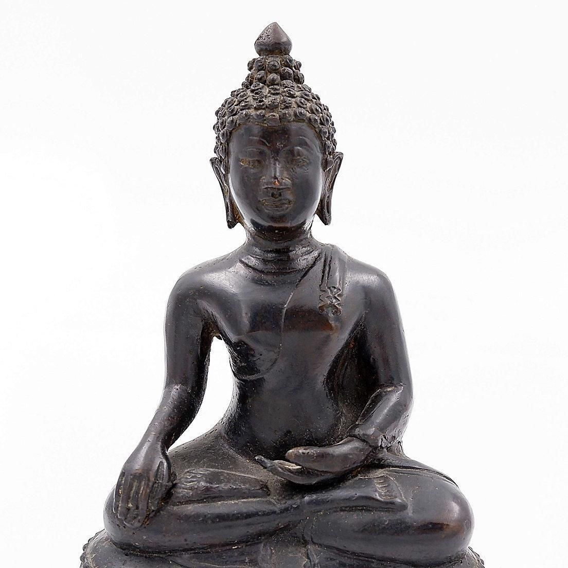 Buddha Calling The Earth To Witness Bronze Statuette, 20th Century photo furniture