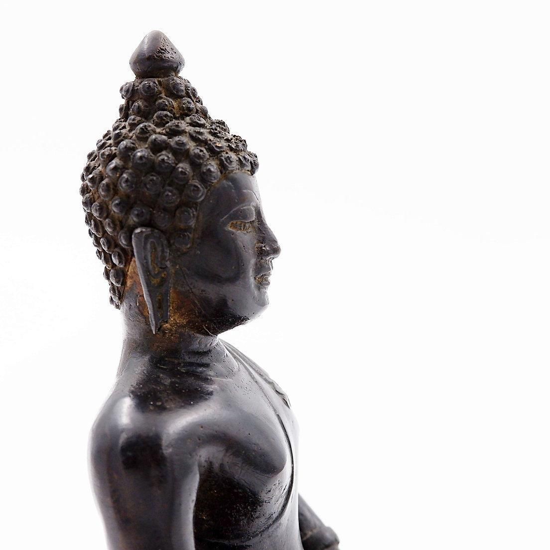 photo for sale Buddha Calling The Earth To Witness Bronze Statuette, 20th Century