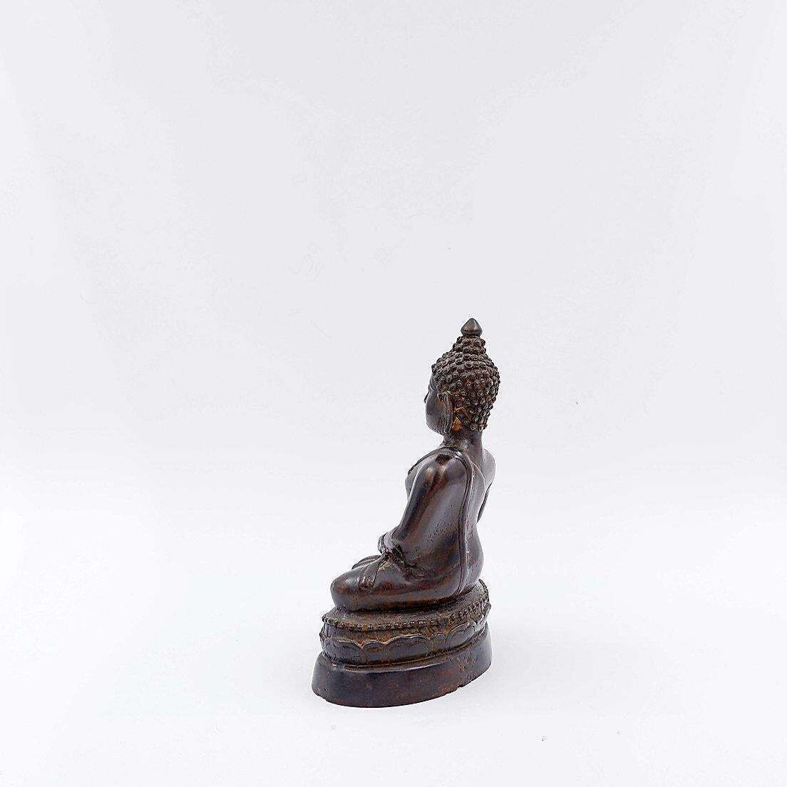 Art Buddha Calling The Earth To Witness Bronze Statuette, 20th Century photo