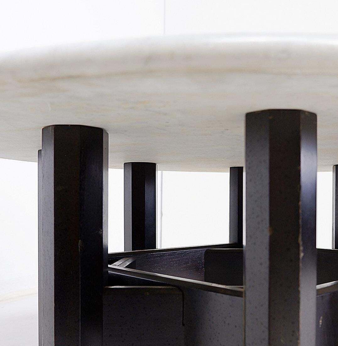 Jan Vlug Large Coffee Table With Round Marble Top ø85,5cm   1970s  Belgium photo for sale