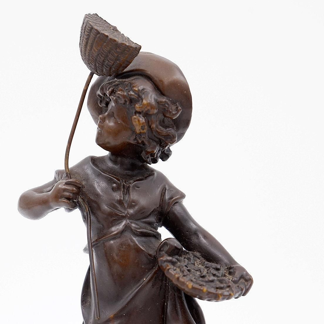 Bronze Boy With Butterfly By Auguste Moreau, France, Late 19th Century photo furniture