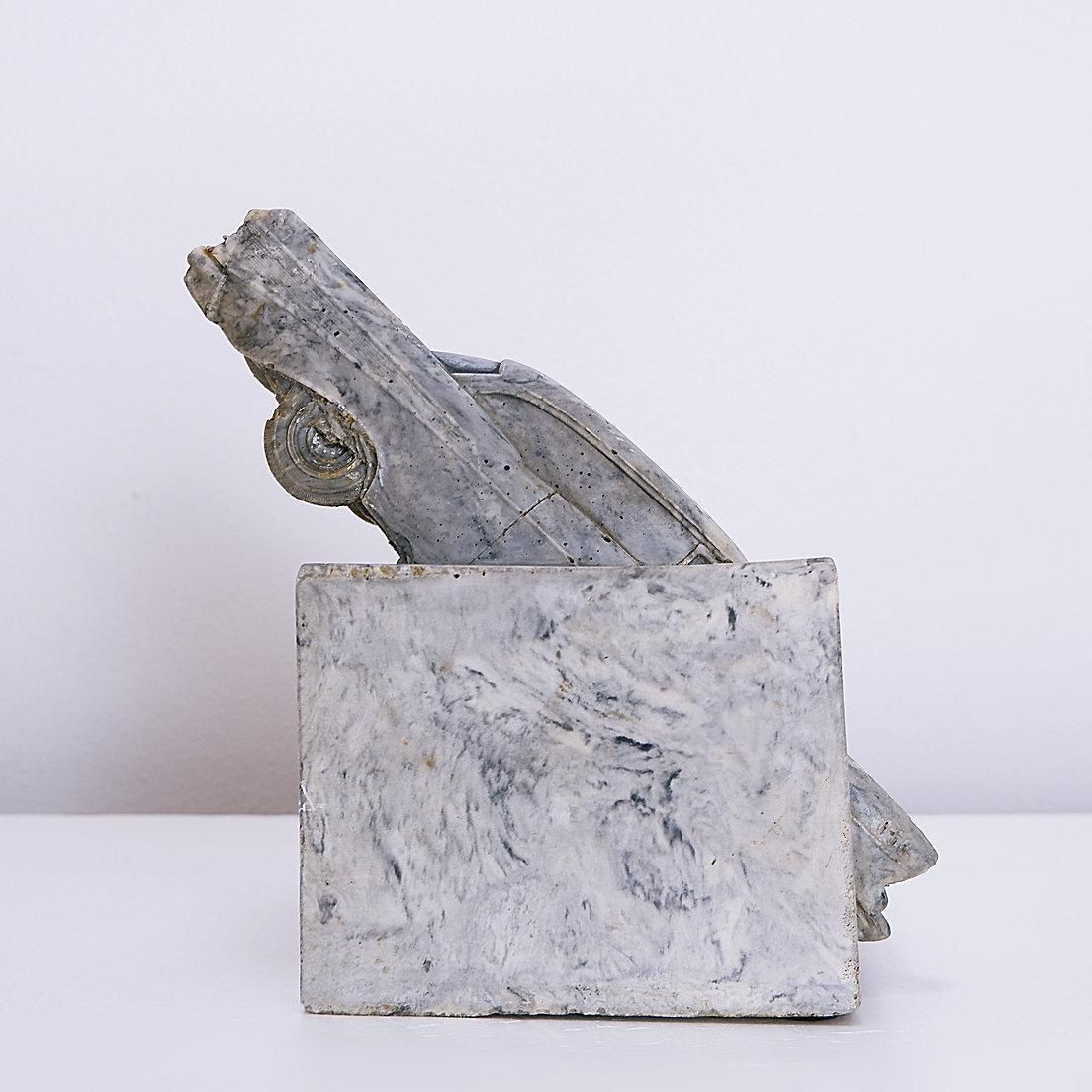 Cast Resin Sculpture "La Mort De L'automobile" Of The Work Of Fernand Flausch photo Art