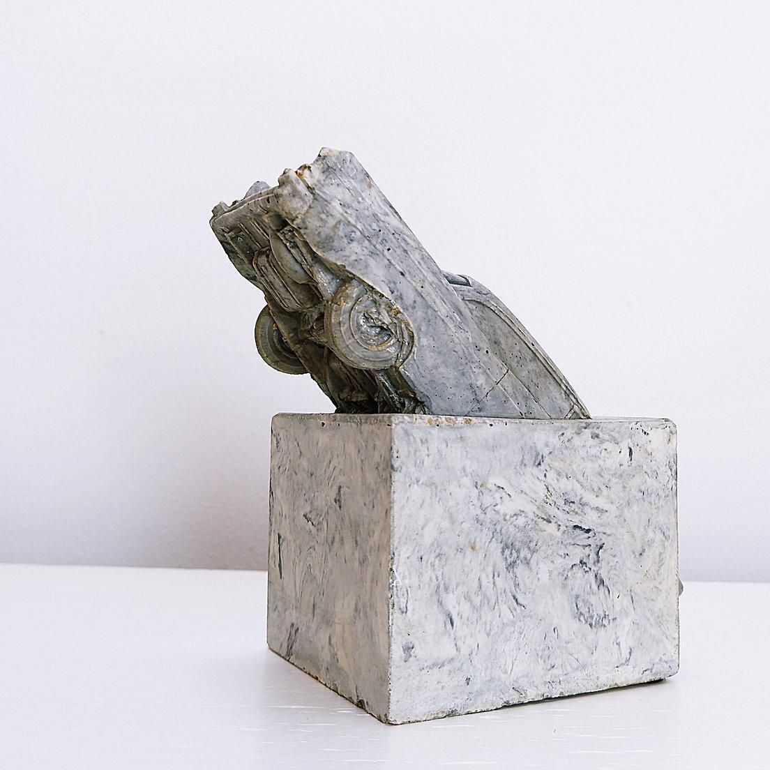 Art Cast Resin Sculpture "La Mort De L'automobile" Of The Work Of Fernand Flausch photo
