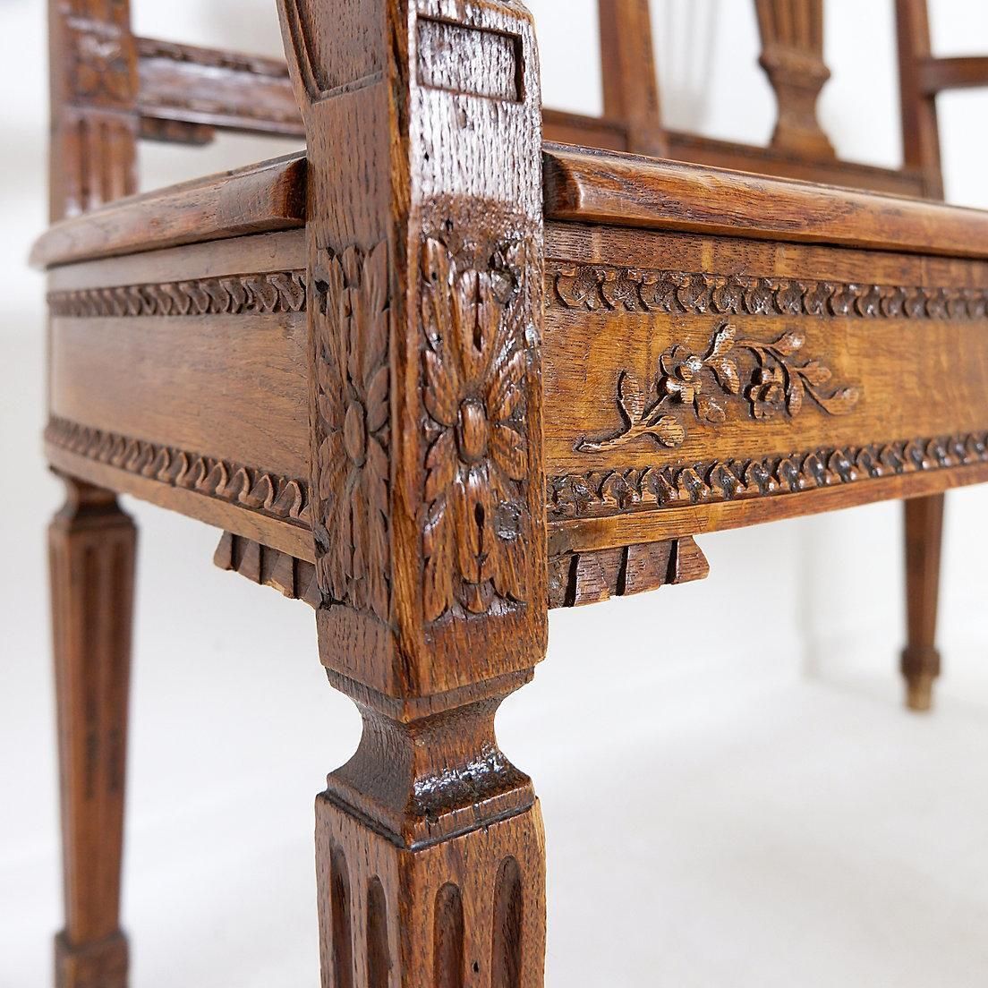 Furniture Neoclassical Style Bench Carved Lyres On The Seat Back   20th photo