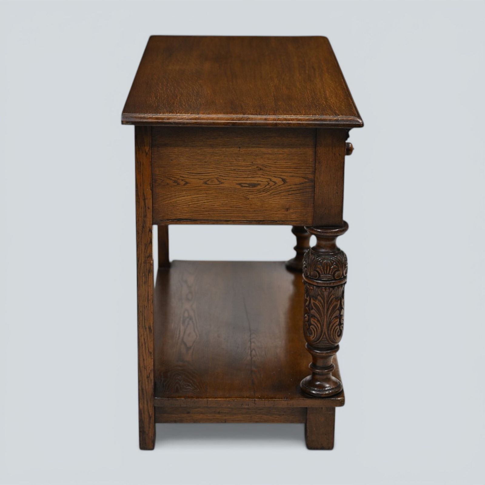 Oak Hall Table 2 Drawers Lower Tier Carved Front Legs Free Uk Delivery photo vintage