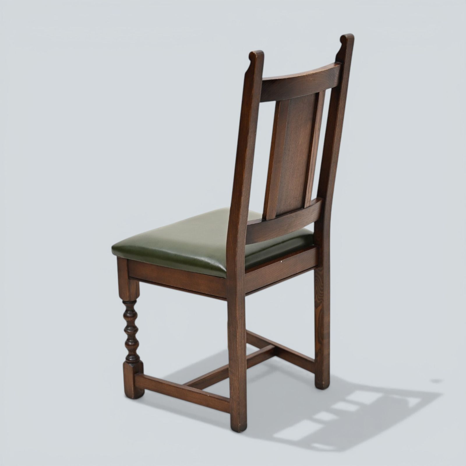 6 Oak Dining Chairs Old Charm Green Leather Seats Tudor Brown Free Uk Delivery photo buy